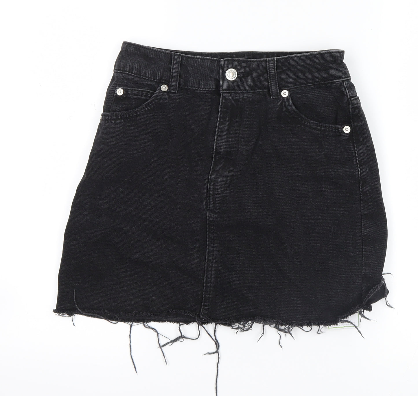 Topshop Womens Black  Denim Mini Skirt Size 6