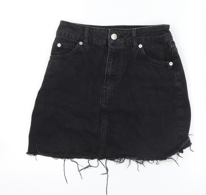 Topshop Womens Black  Denim Mini Skirt Size 6