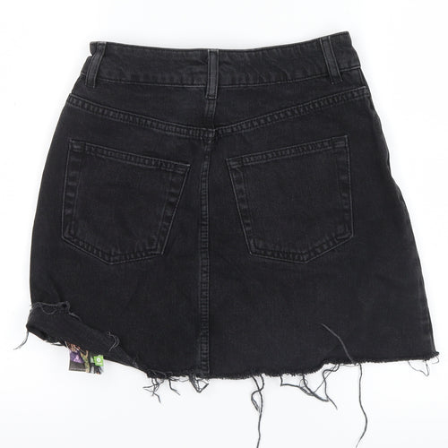 Topshop Womens Black  Denim Mini Skirt Size 6