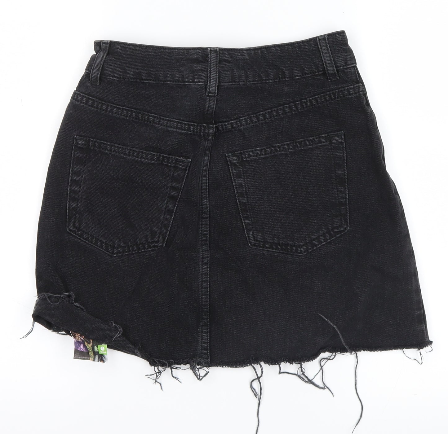 Topshop Womens Black  Denim Mini Skirt Size 6