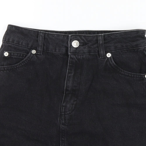 Topshop Womens Black  Denim Mini Skirt Size 6