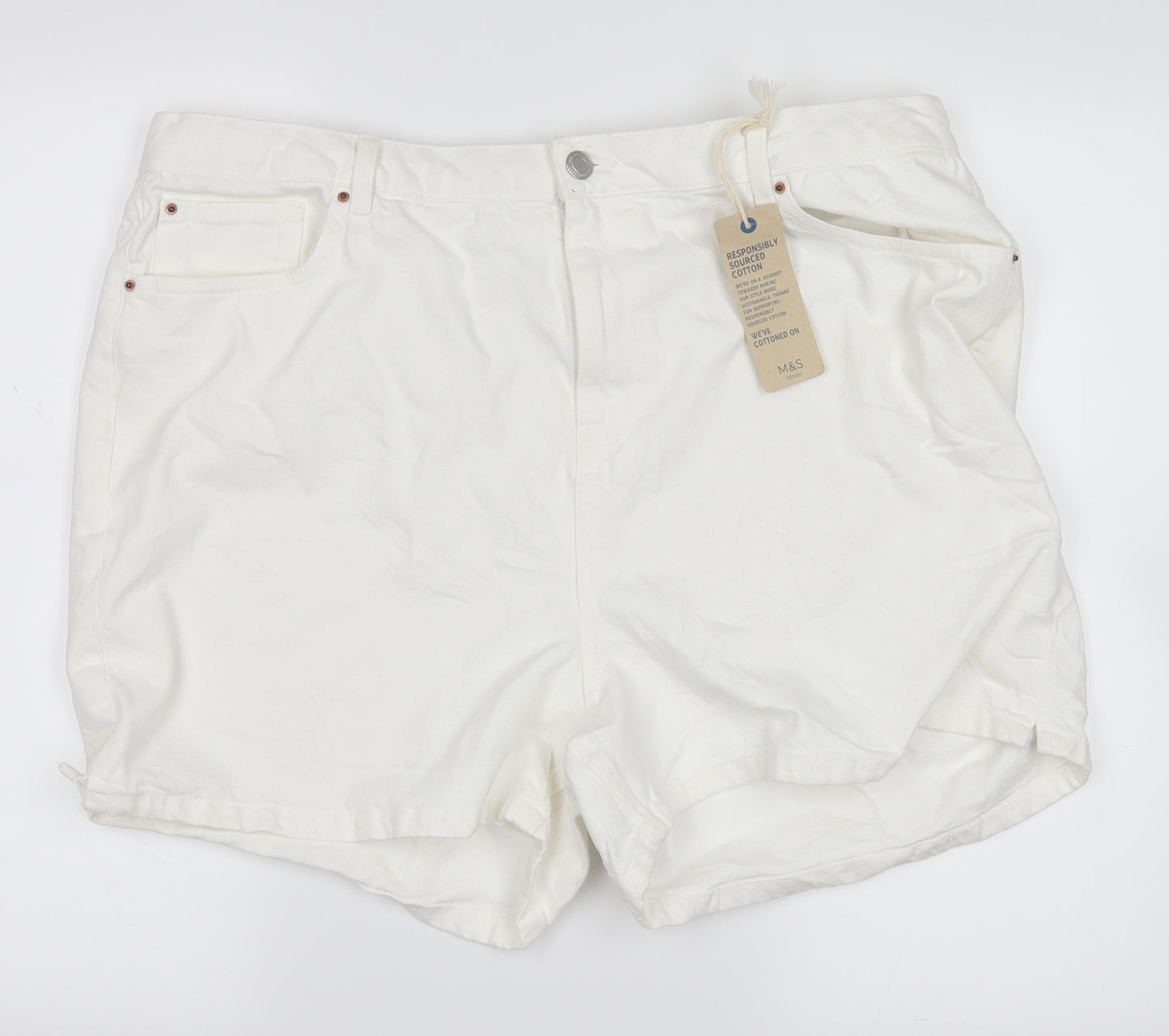 Marks and Spencer Womens White  Denim Mom Shorts Size 22