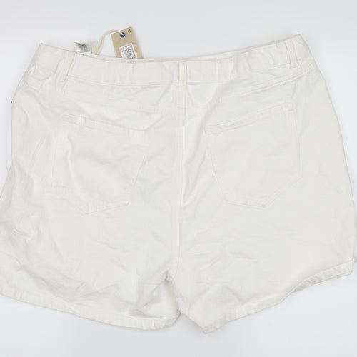 Marks and Spencer Womens White  Denim Mom Shorts Size 22