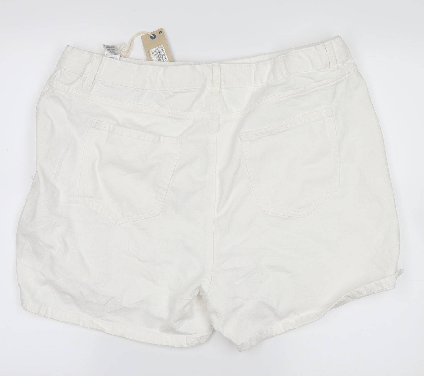 Marks and Spencer Womens White  Denim Mom Shorts Size 22