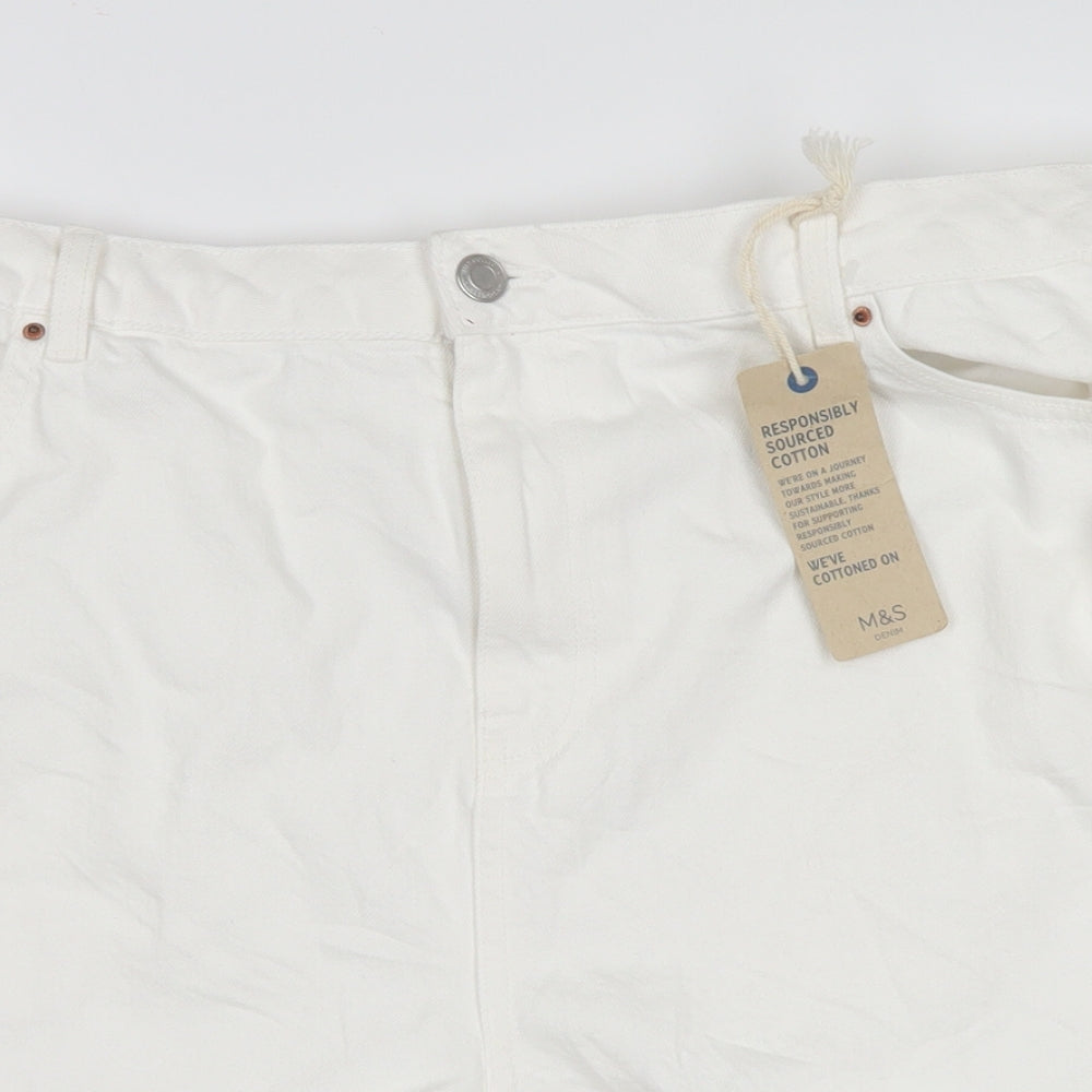 Marks and Spencer Womens White  Denim Mom Shorts Size 22