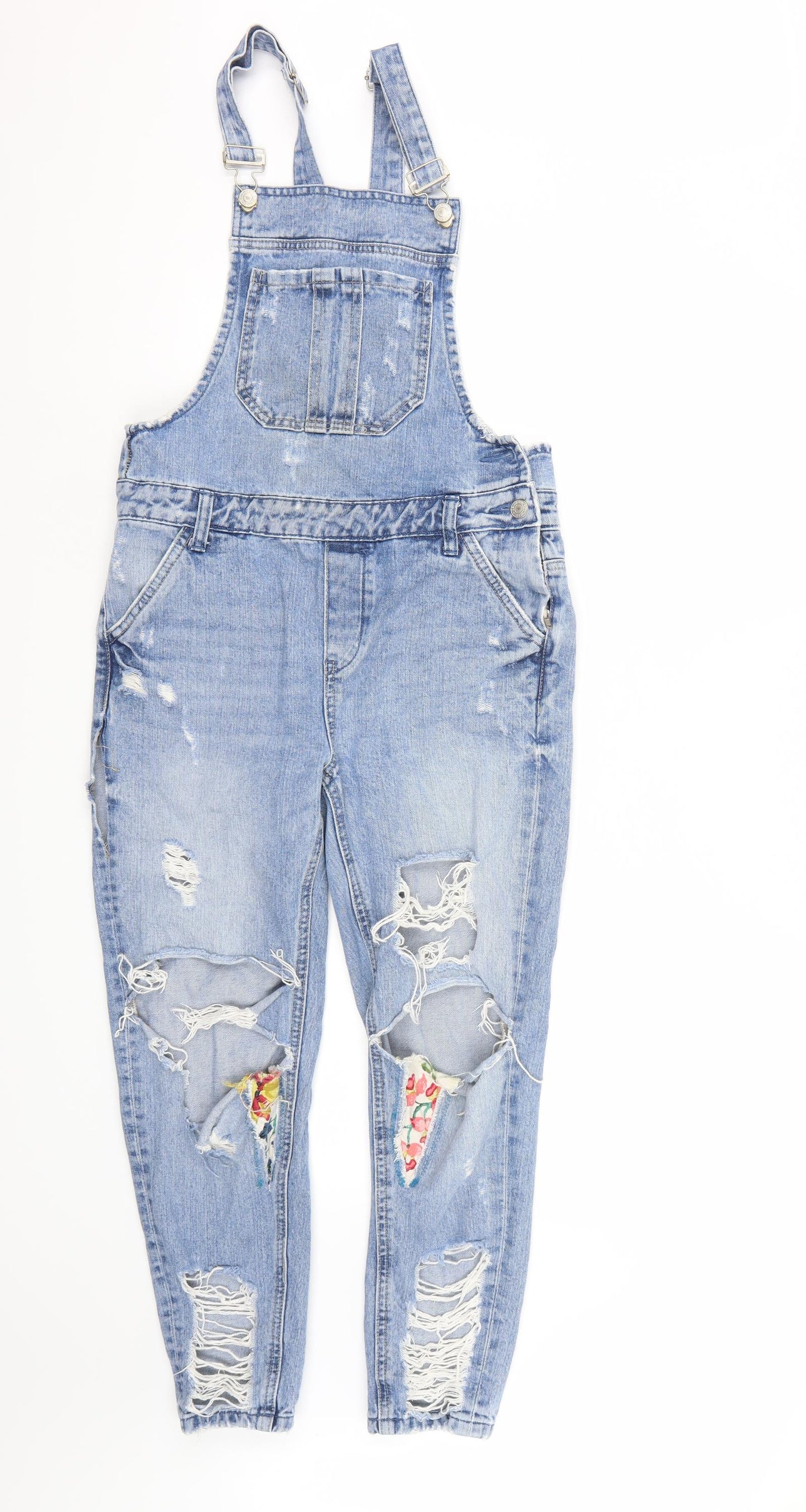 Denim co. Womens Blue  Denim Dungaree One-Piece Size 8 L24 in - Distressed