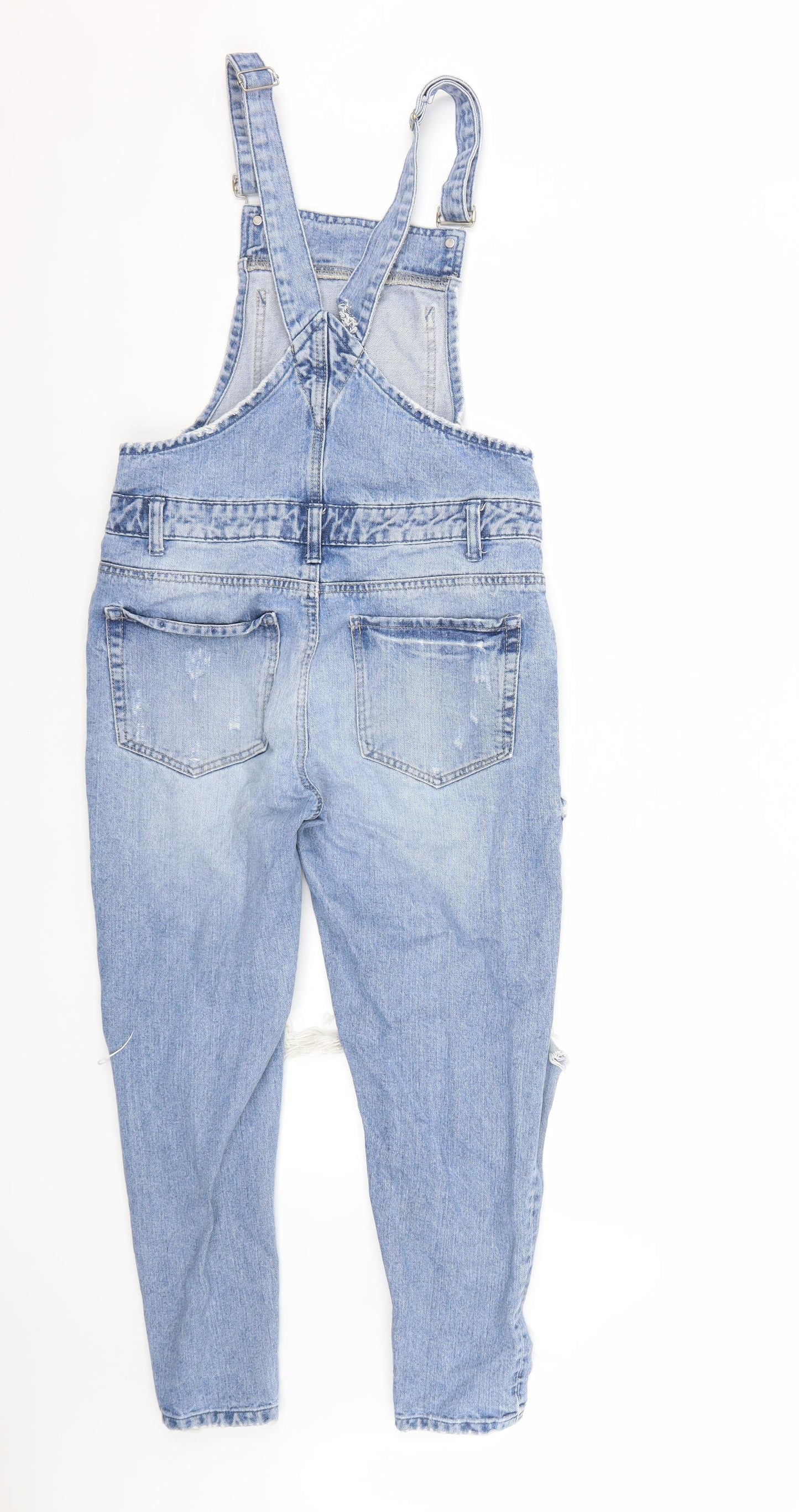 Denim co. Womens Blue  Denim Dungaree One-Piece Size 8 L24 in - Distressed