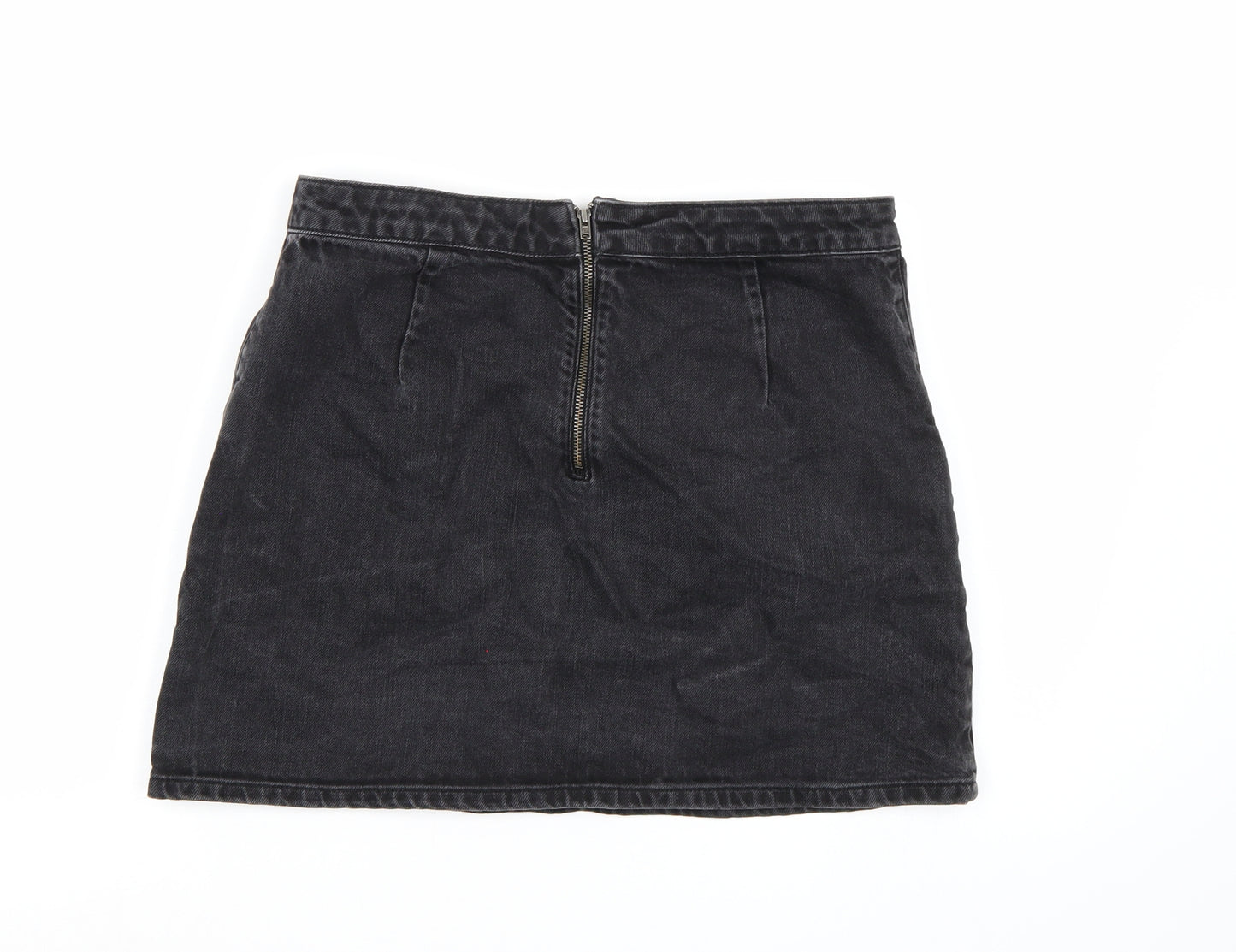 Topshop Womens Black  Denim A-Line Skirt