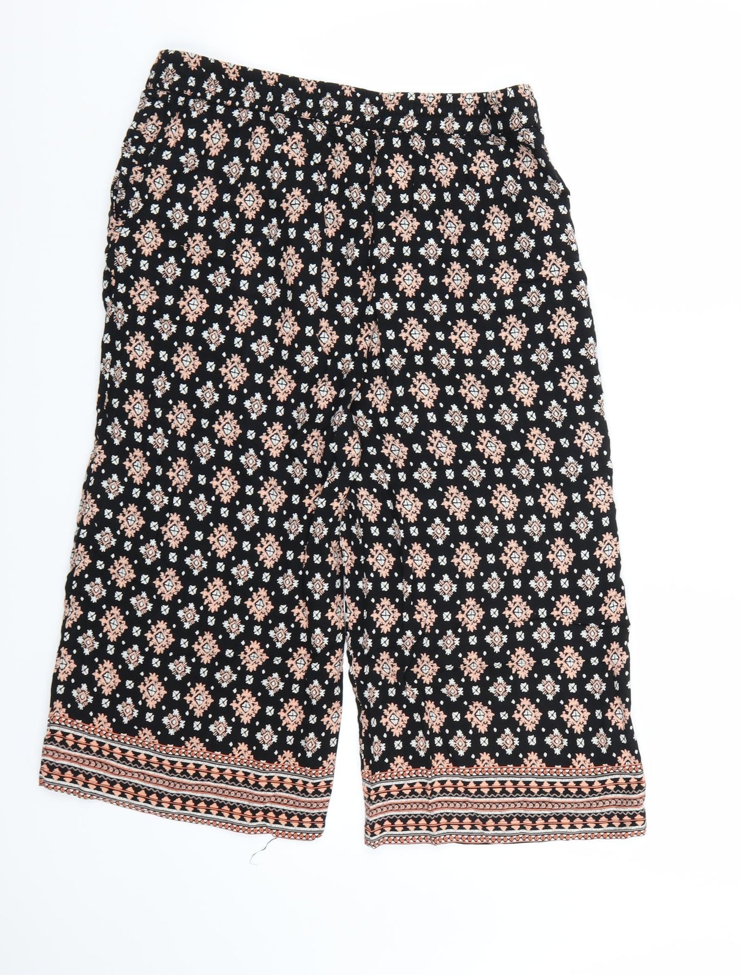 BHS Womens Black Geometric  Paperbag Shorts Size 14