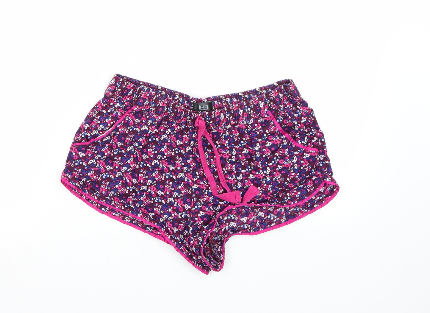 F&F Girls Purple Floral  Hot Pants Shorts Size 9-10 Years