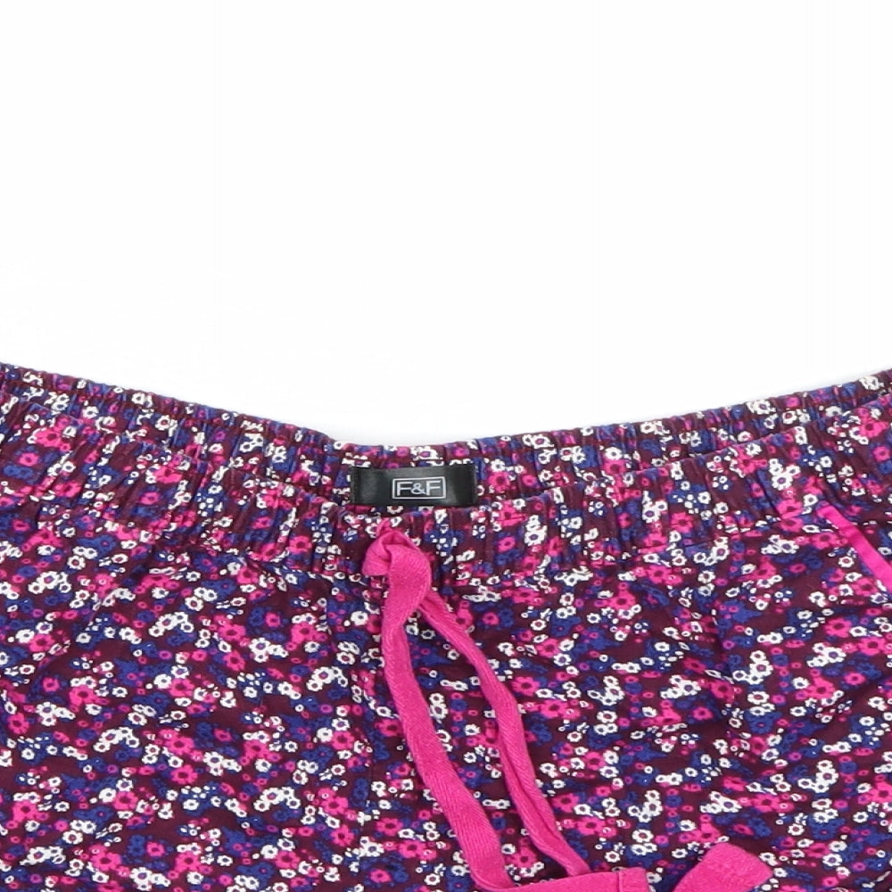 F&F Girls Purple Floral  Hot Pants Shorts Size 9-10 Years