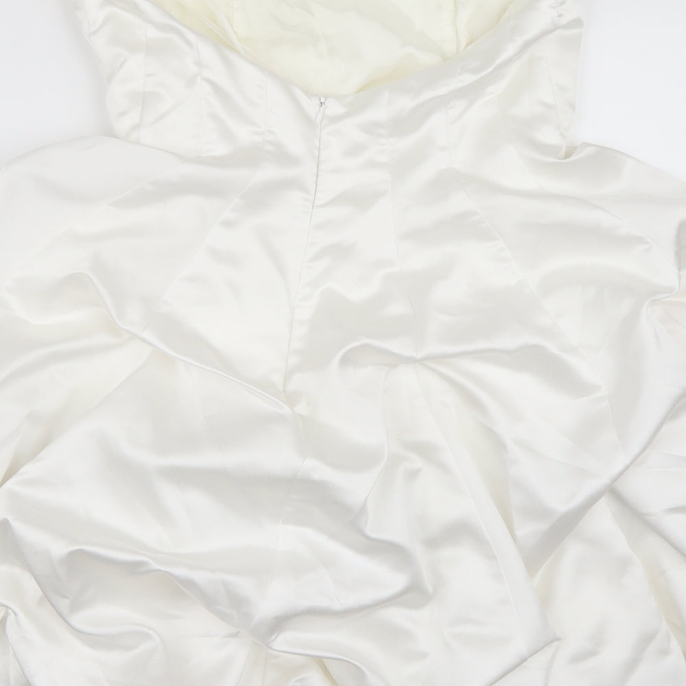 dresses.com Womens White  Satin Ball Gown  Size 8  - ruched effect