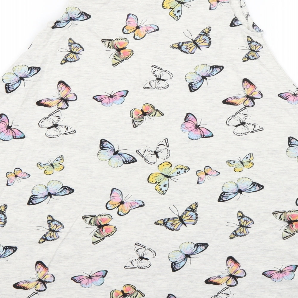 TU Girls Grey Floral  T-Shirt Dress  Size 10 Years  - Butterfly print