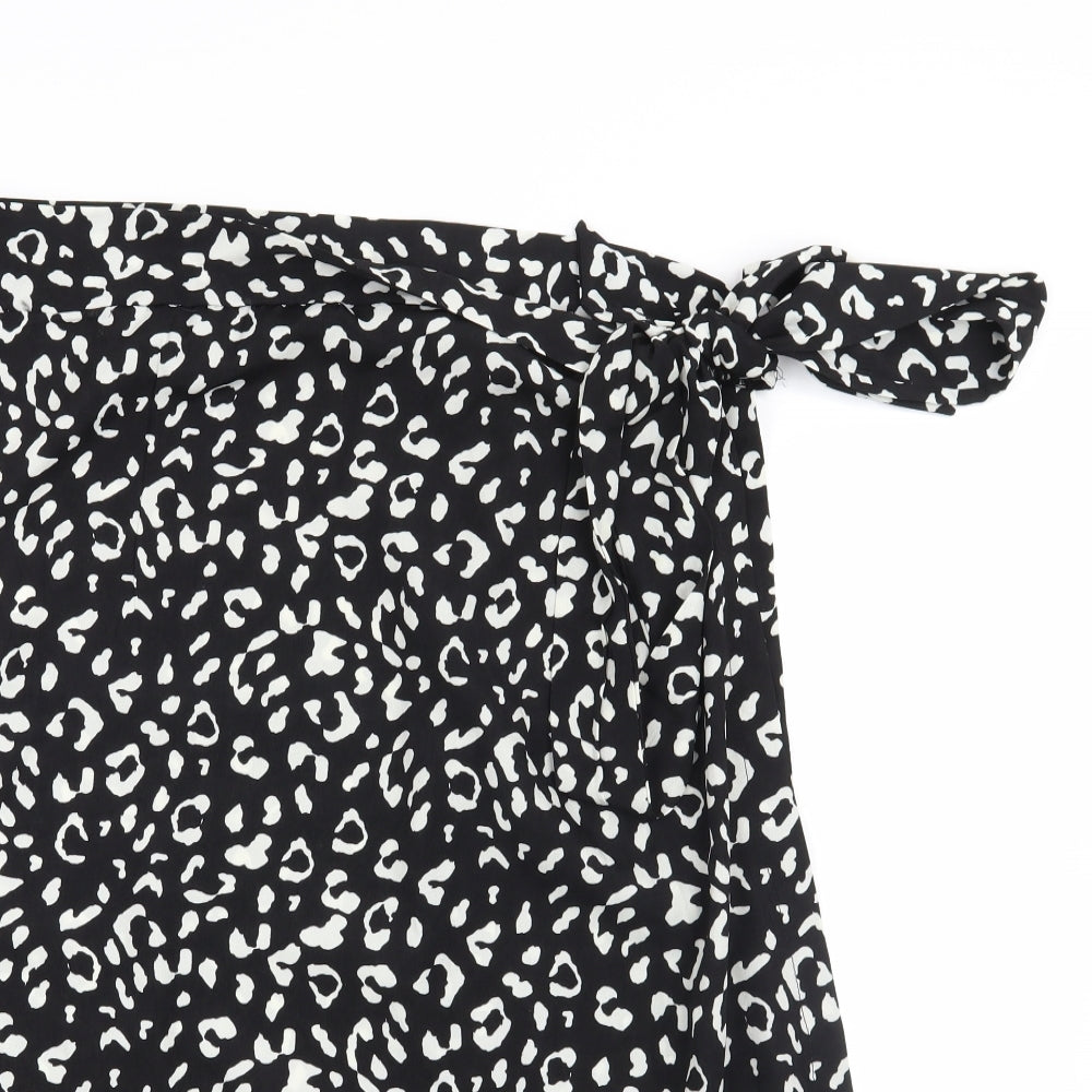 Preworn Womens Black Animal Print  Wrap Skirt Size S