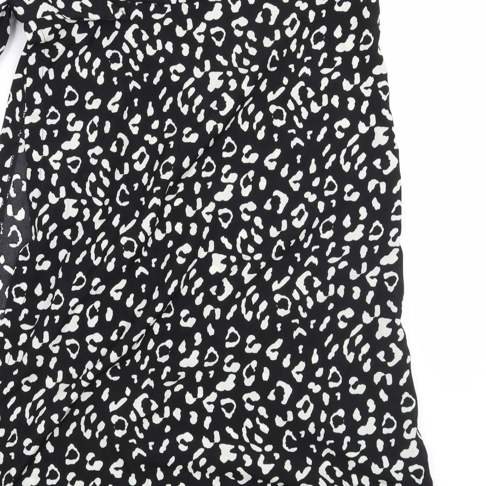 Preworn Womens Black Animal Print  Wrap Skirt Size S