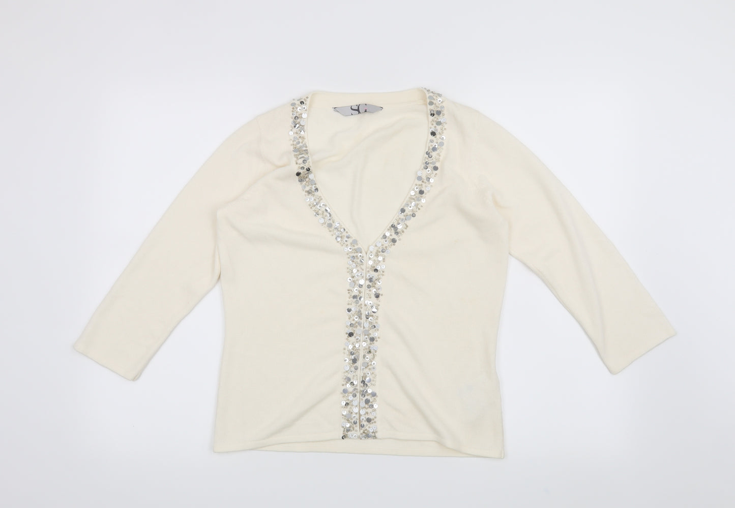 BHS Womens White   Cardigan Jumper Size 12