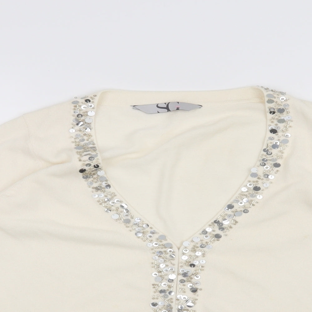 BHS Womens White   Cardigan Jumper Size 12