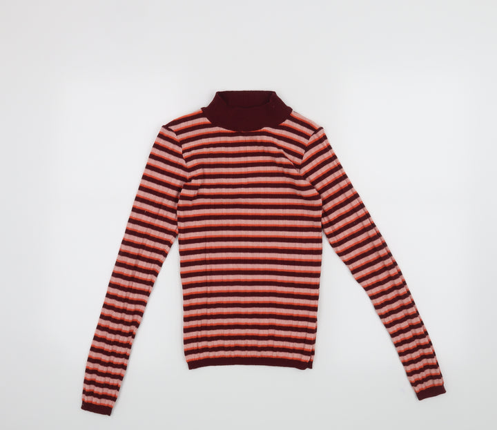 Primark Womens Orange Striped Pullover Jumper Size 6