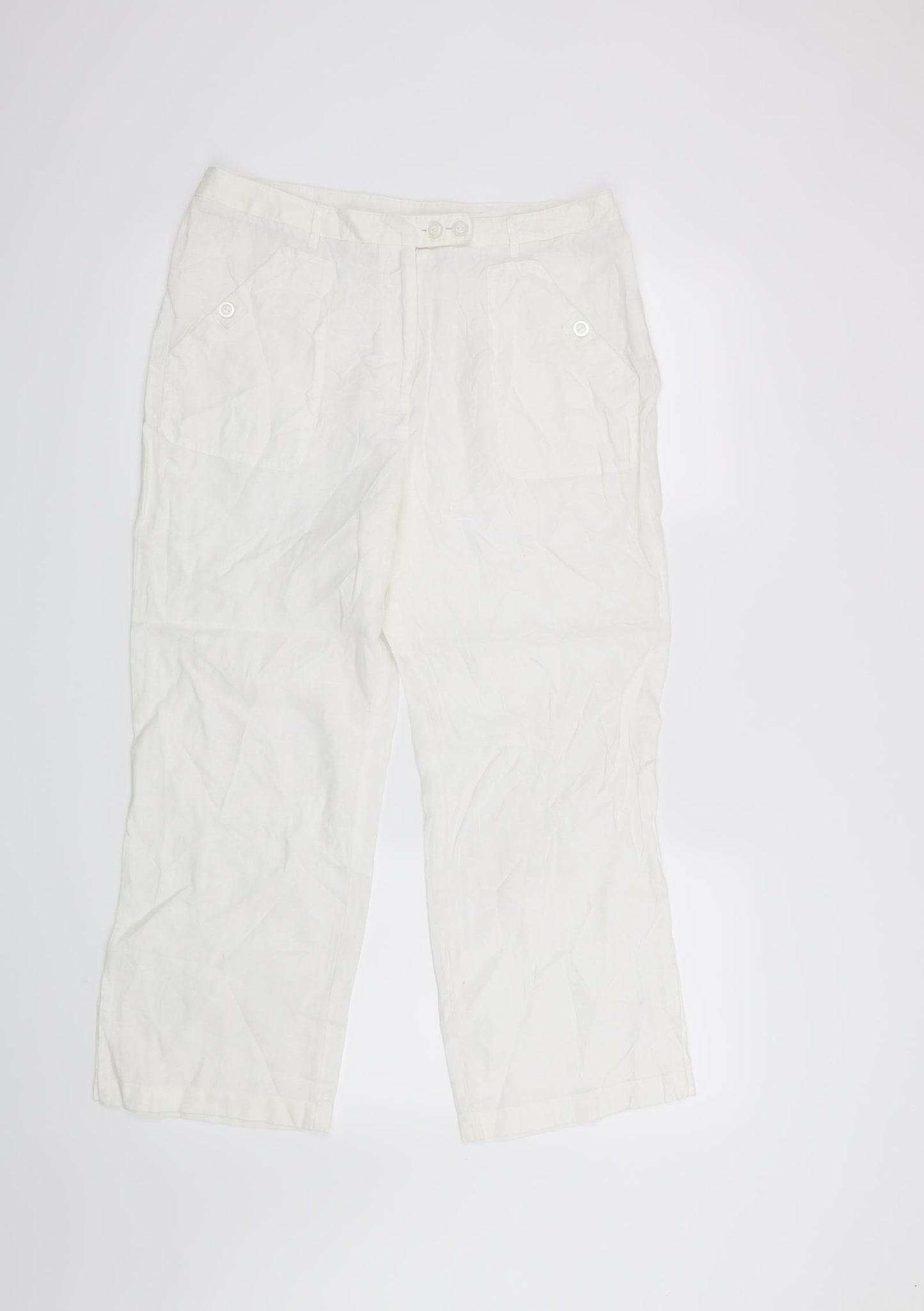 Michelle Womens White   Cropped Trousers Size 10 L23 in