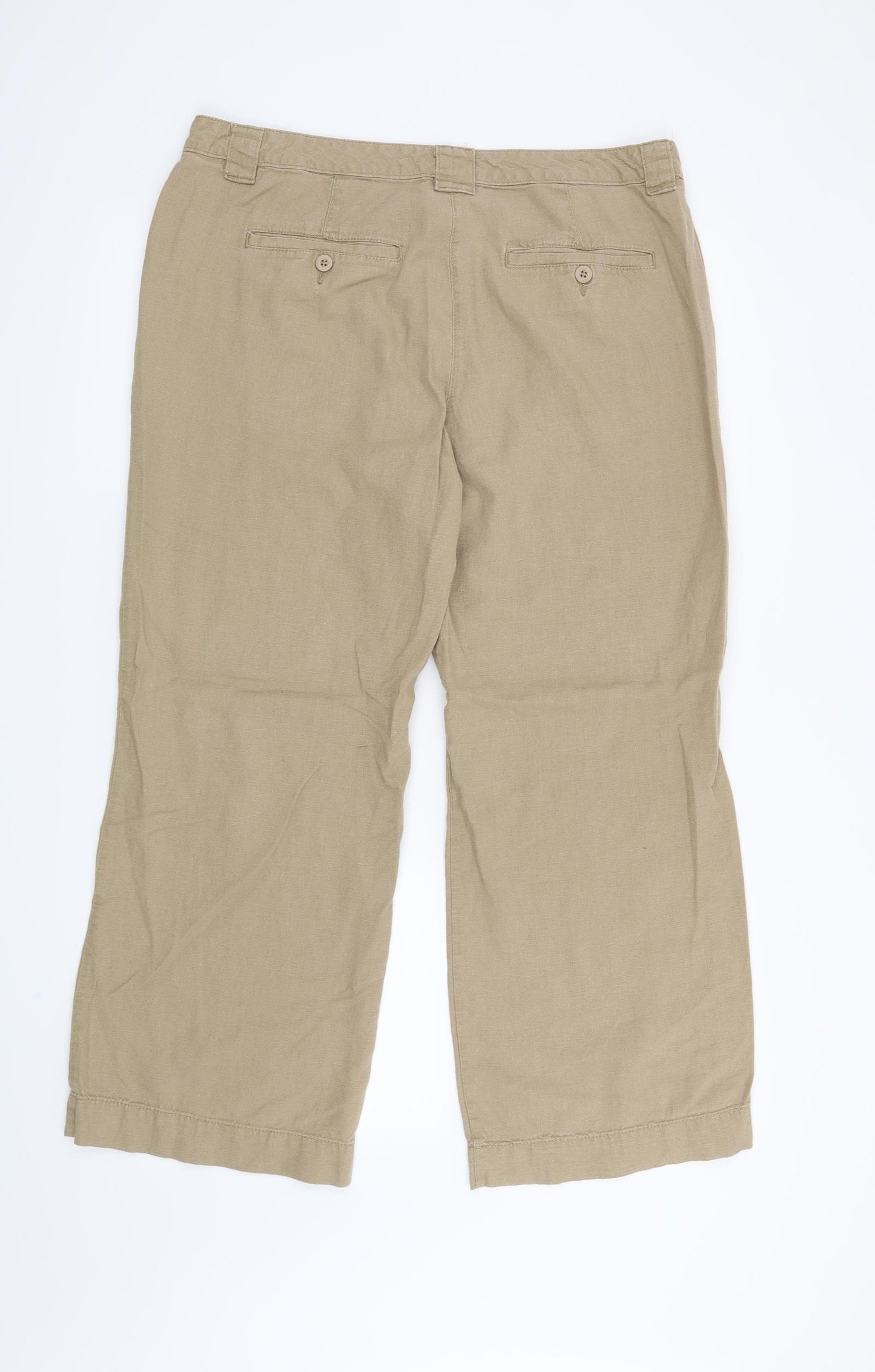 M&S Womens Beige   Cropped Trousers Size 16 L25 in