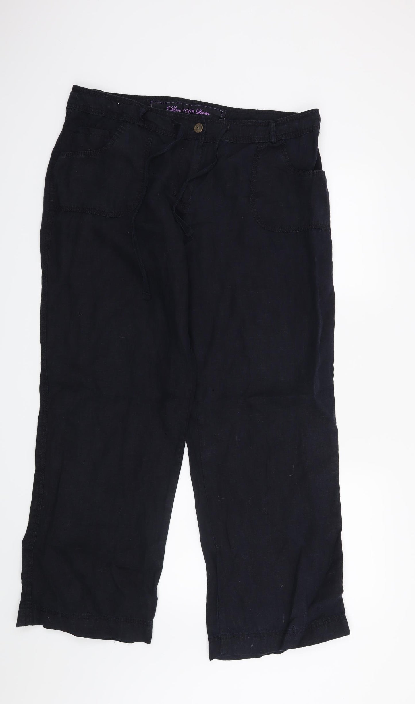 Denim & Co. Womens Black   Trousers  Size 14 L30 in