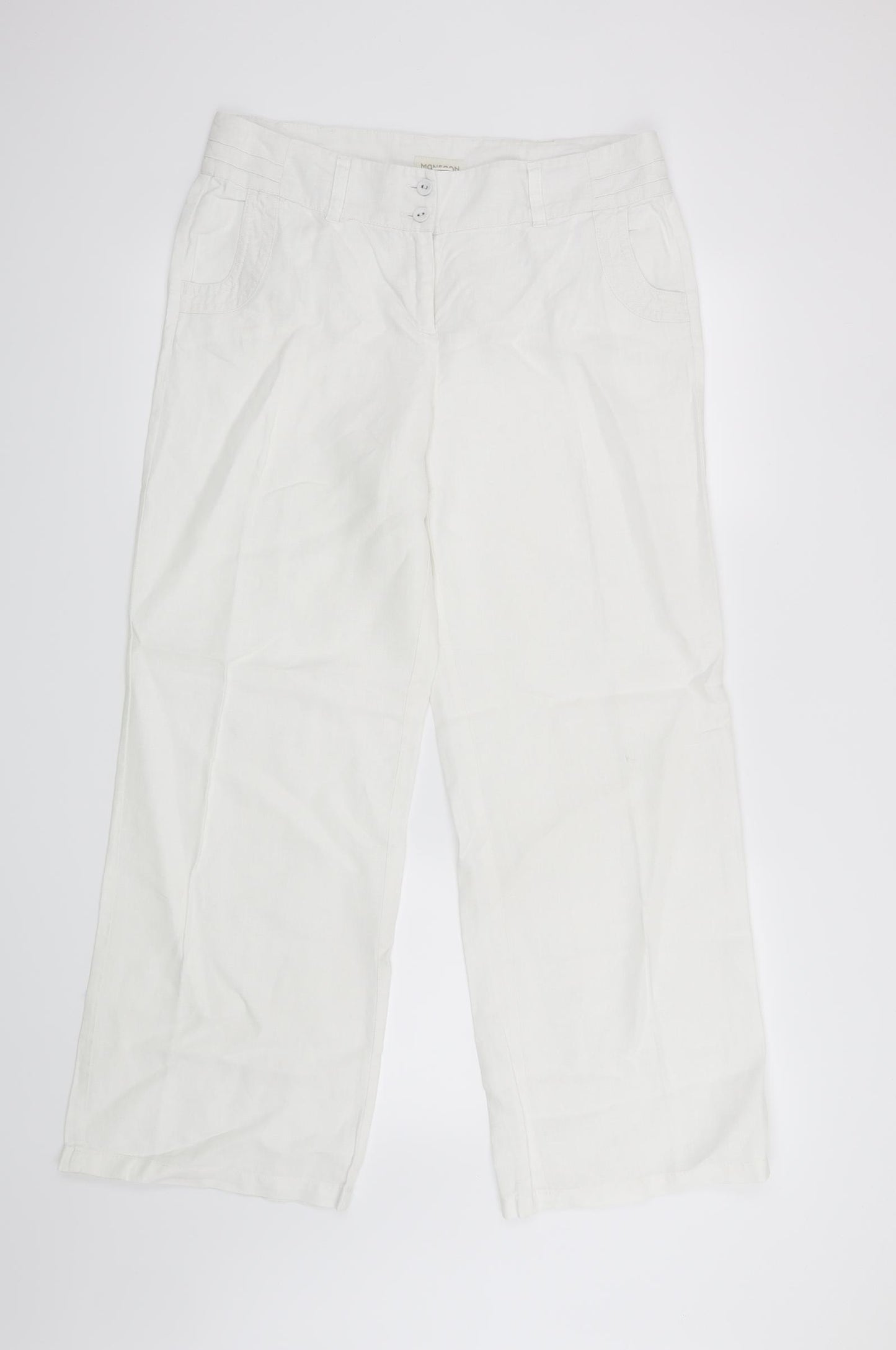 Monsoon Womens White   Trousers  Size 12 L28 in