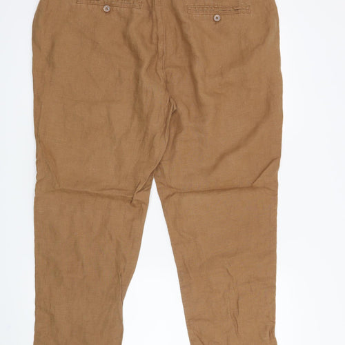 M&S Womens Brown   Cropped Trousers Size 16 L28 in