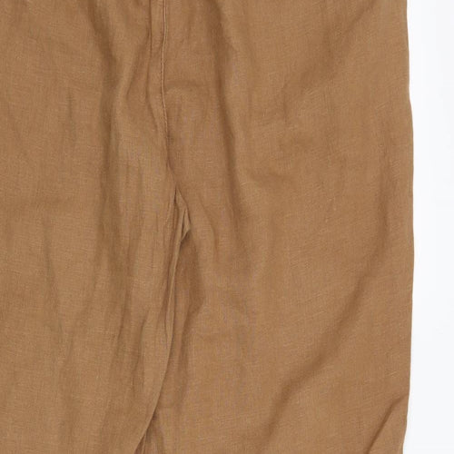 M&S Womens Brown   Cropped Trousers Size 16 L28 in
