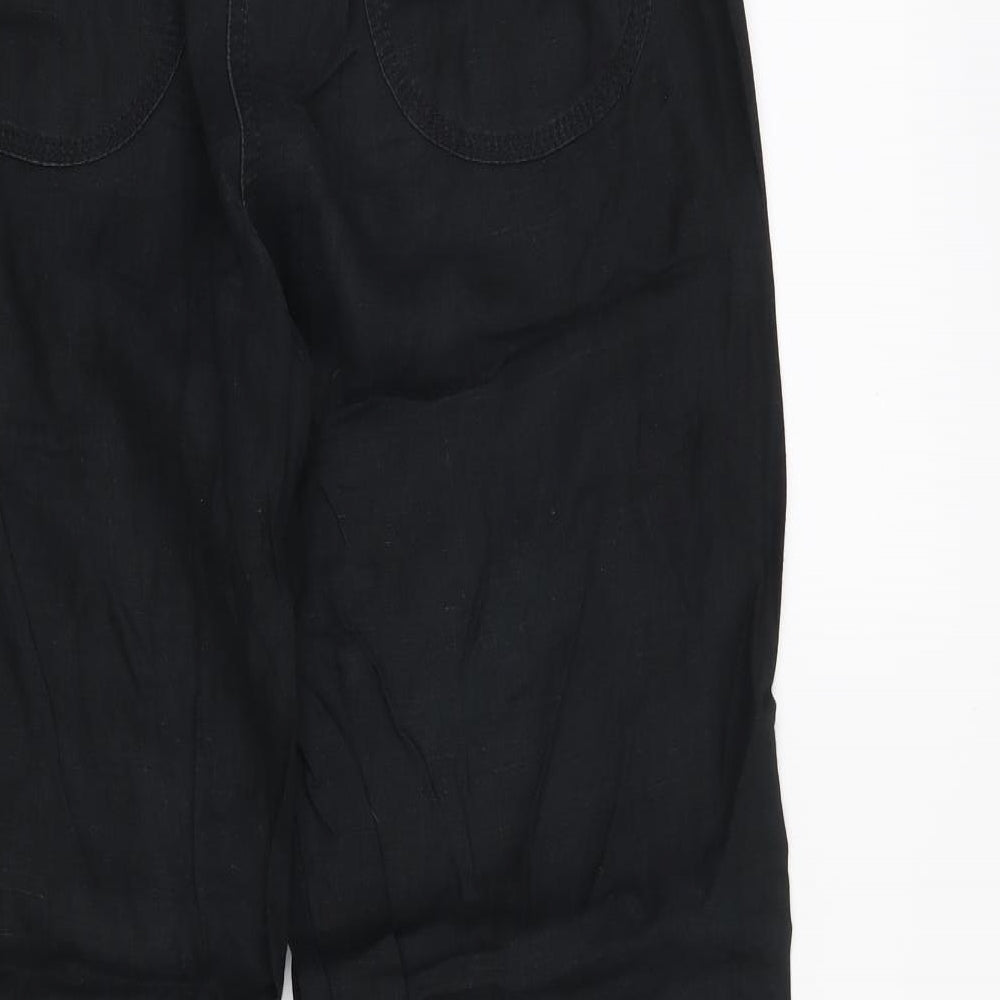 M&S Womens Black   Cropped Trousers Size 10 L27 in