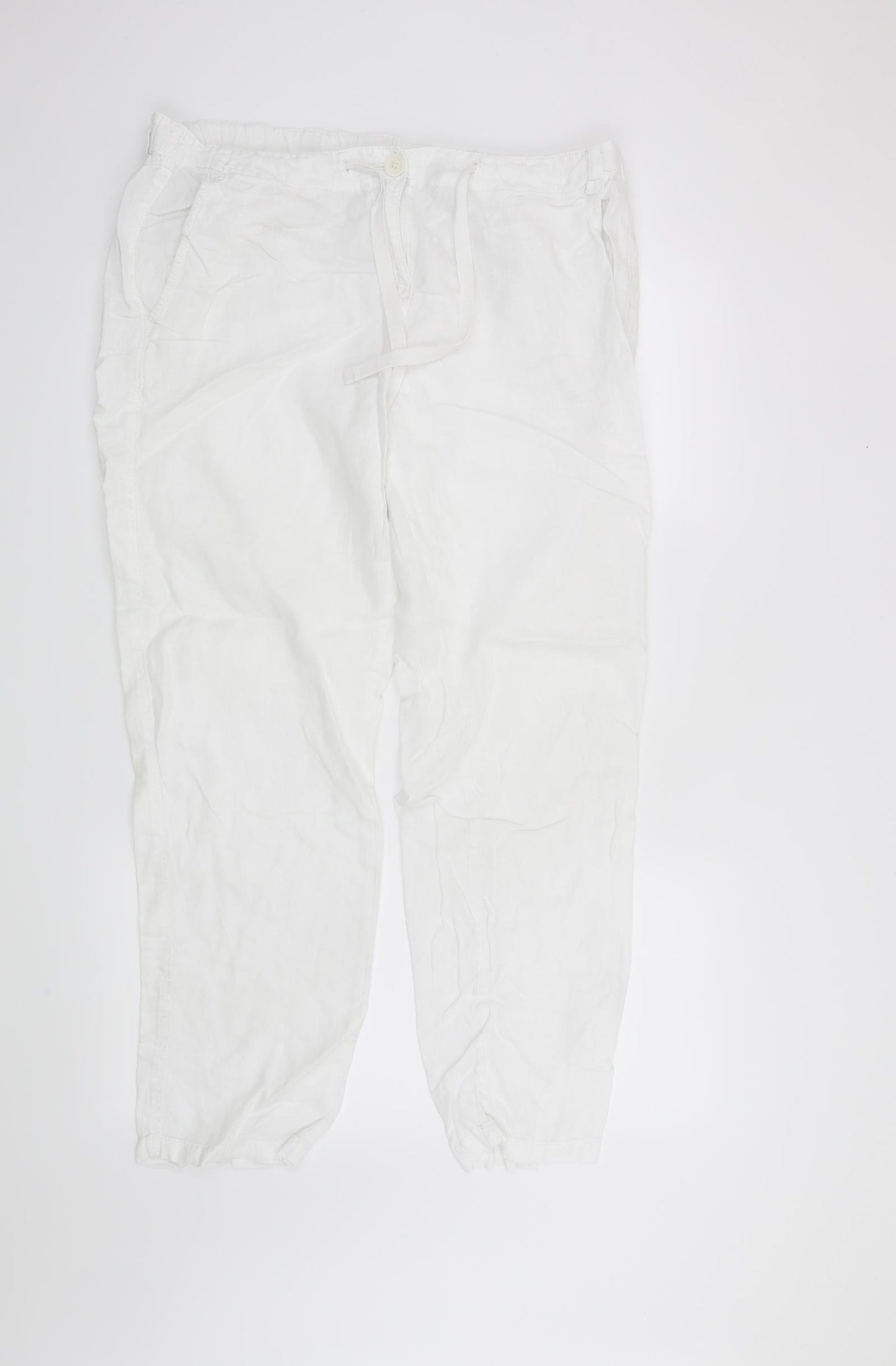 M&S Womens White   Trousers  Size 14 L27 in