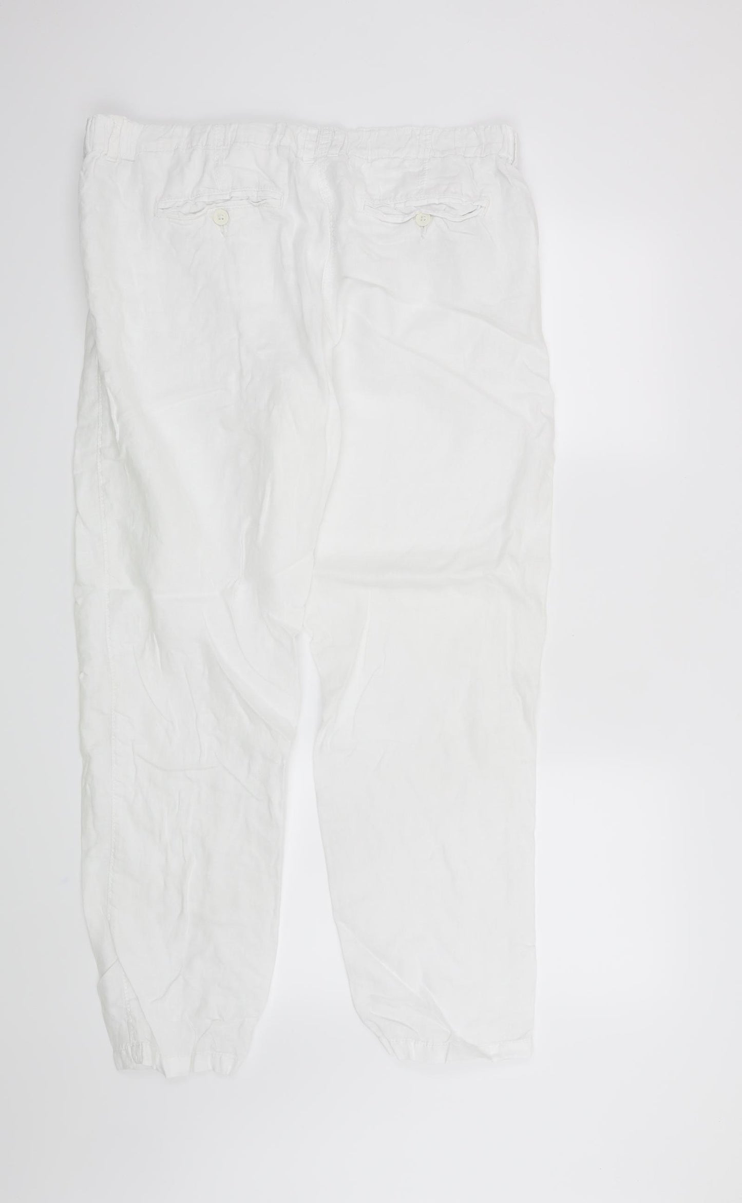 M&S Womens White   Trousers  Size 14 L27 in