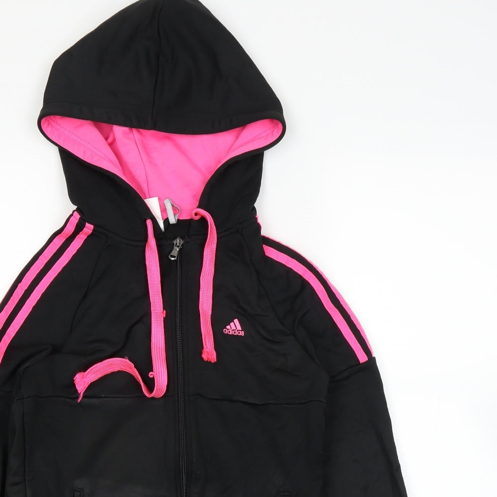 adidas Girls Black   Full Zip Hoodie Size 9-10 Years