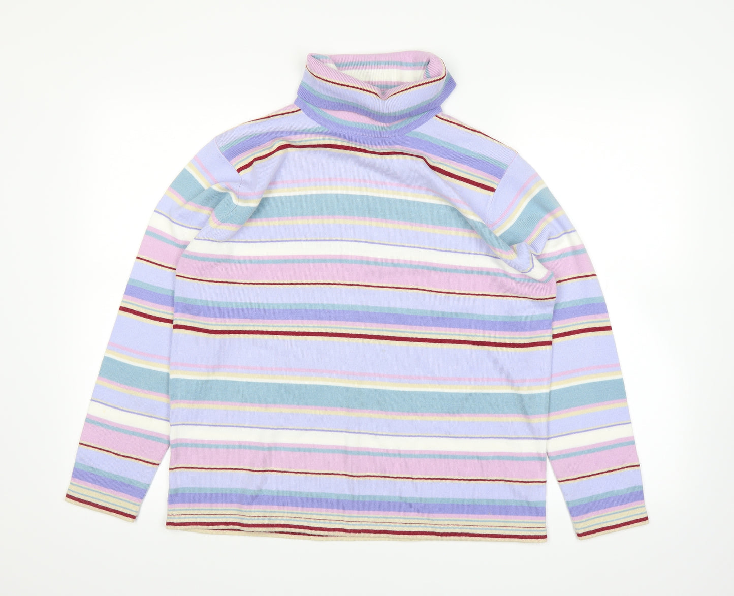Emreco Womens Purple Striped  Basic T-Shirt Size 16