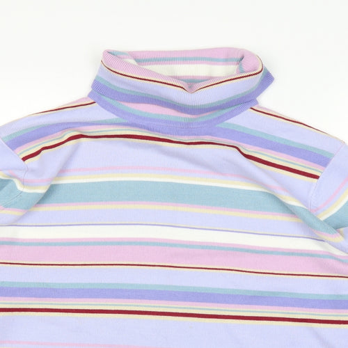 Emreco Womens Purple Striped  Basic T-Shirt Size 16