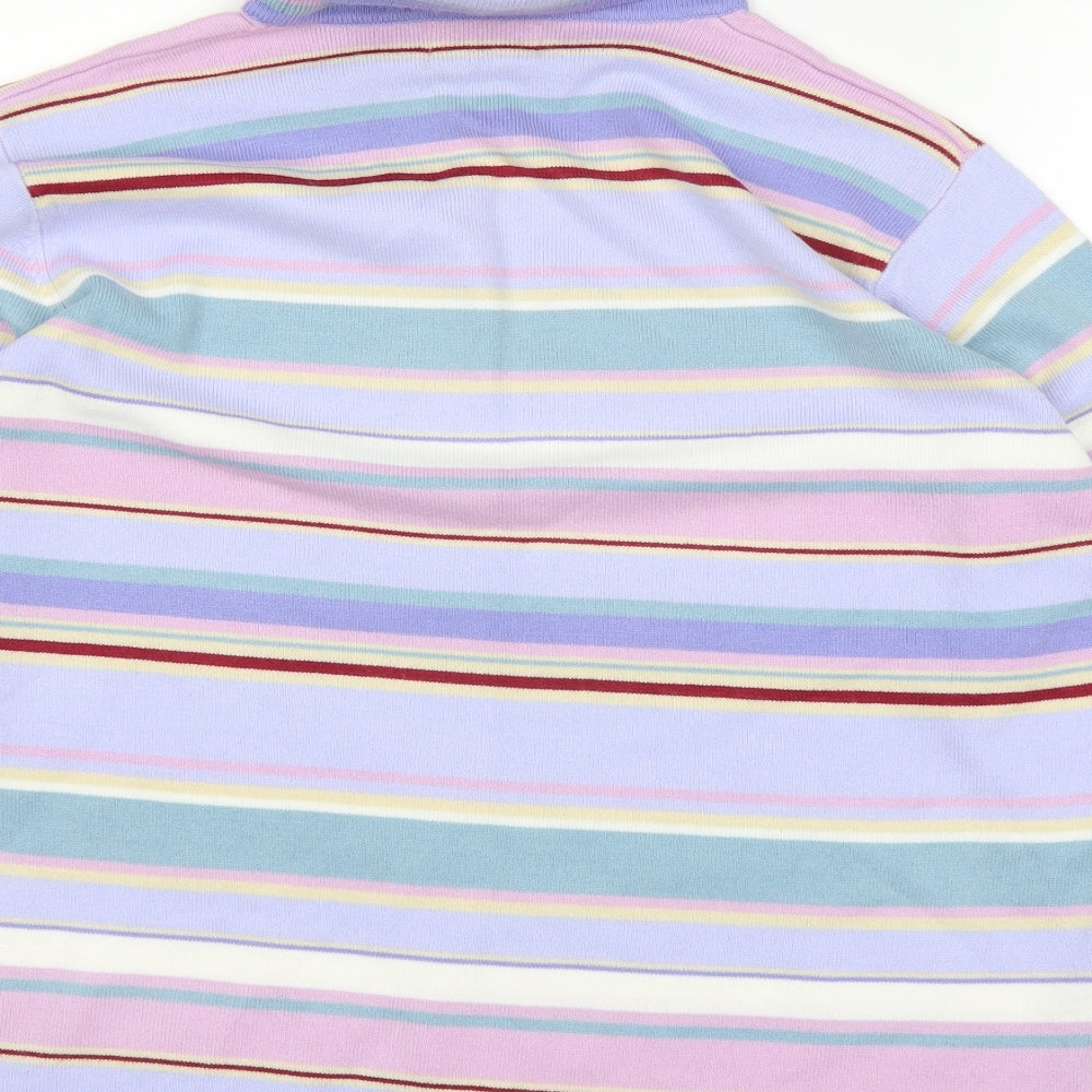 Emreco Womens Purple Striped  Basic T-Shirt Size 16