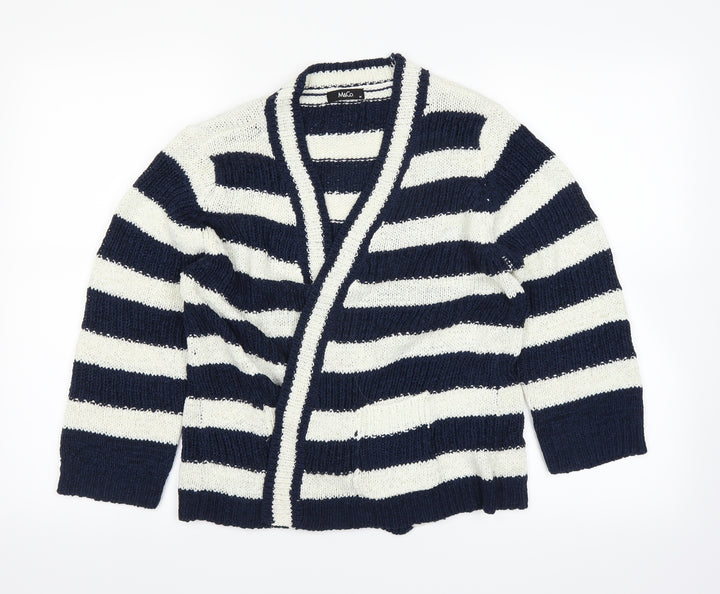 M&Co Womens Blue Striped  Cape Jumper Size M