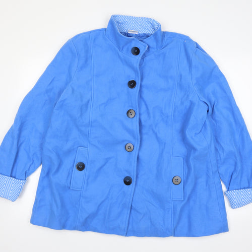 Anne De Lancay Womens Blue   Overcoat Coat Size L