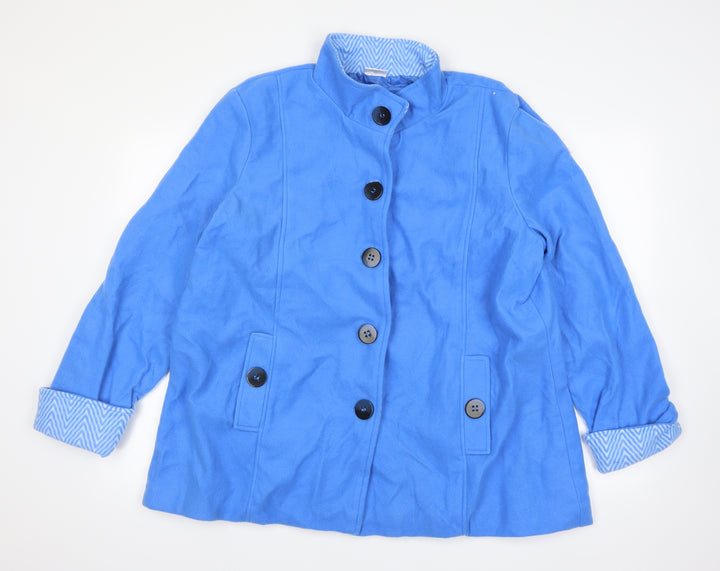 Anne De Lancay Womens Blue Overcoat Coat Size L