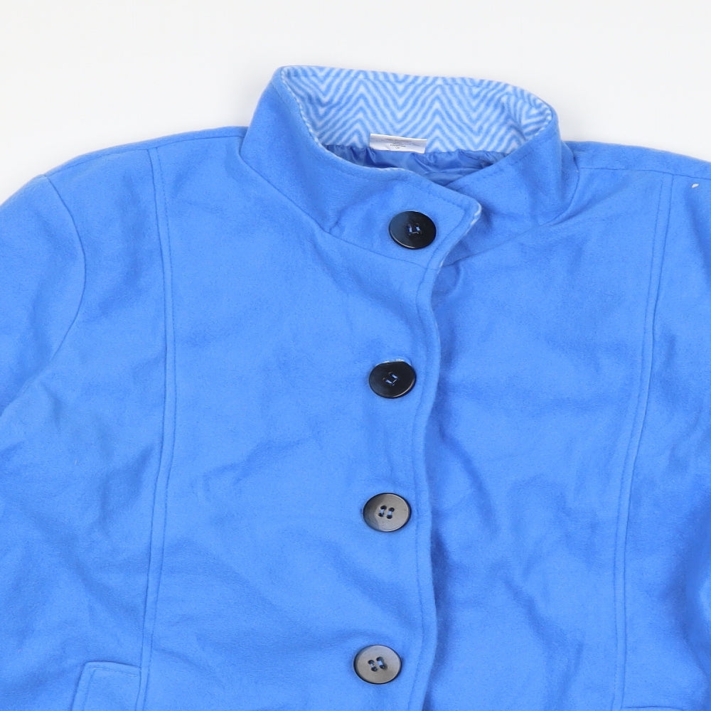 Anne De Lancay Womens Blue   Overcoat Coat Size L