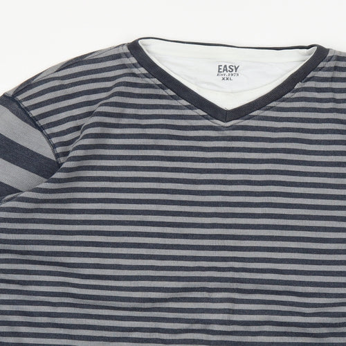 Easy Womens Blue Striped  Pullover Jumper Size 2XL