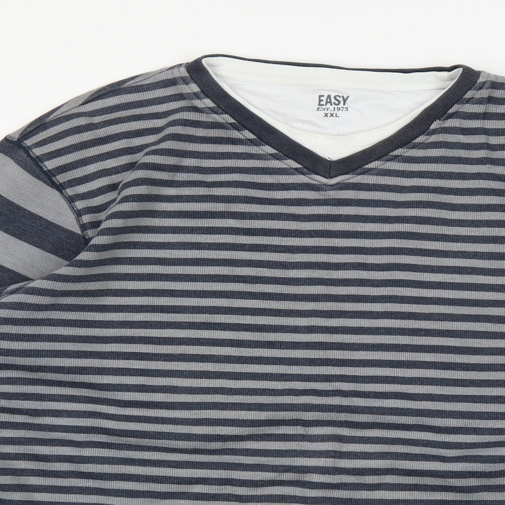 Easy Womens Blue Striped  Pullover Jumper Size 2XL