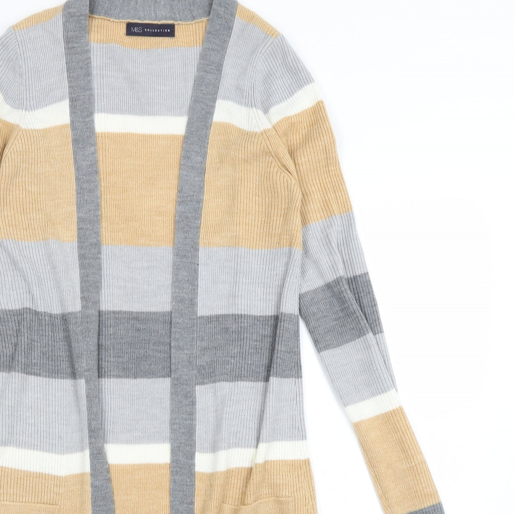 m&S Womens Multicoloured Striped  Cardigan Jumper Size S