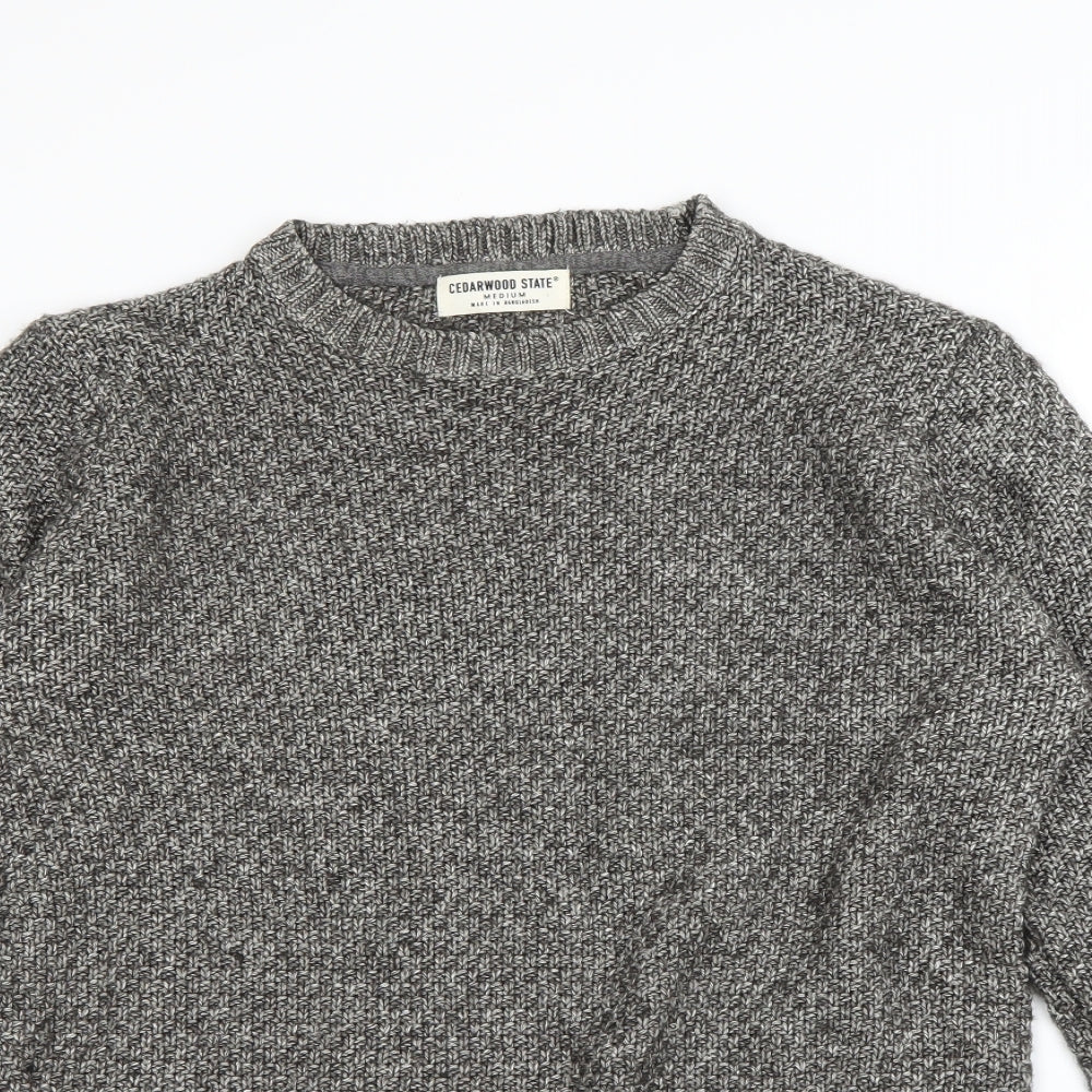 Cedar Wood State Mens Grey   Henley Jumper Size M