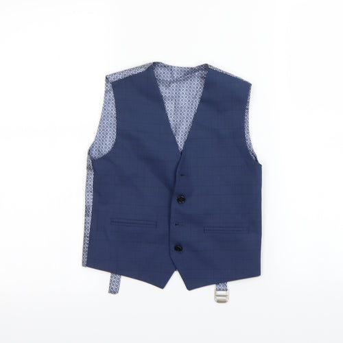 Preworn Mens Blue Check  Gilet Waistcoat Size S