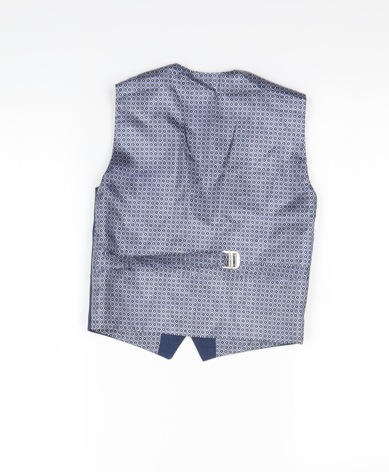 Preworn Mens Blue Check  Gilet Waistcoat Size S