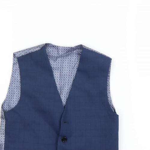 Preworn Mens Blue Check  Gilet Waistcoat Size S