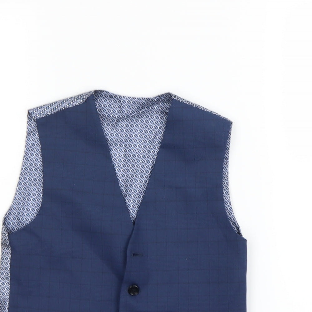 Preworn Mens Blue Check  Gilet Waistcoat Size S
