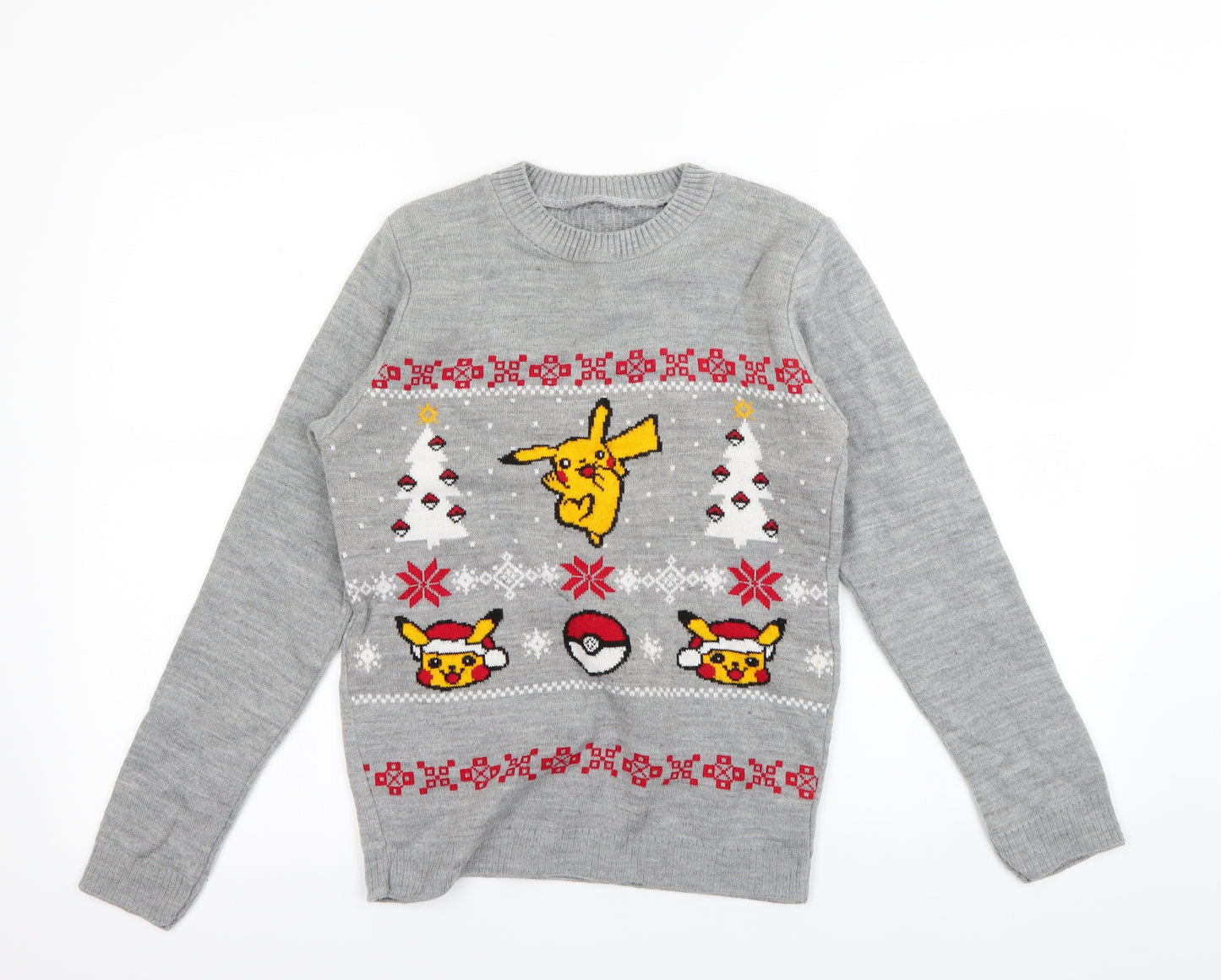 Preworn Boys Grey   Henley Jumper Size 13 Years  - Christmas jumper