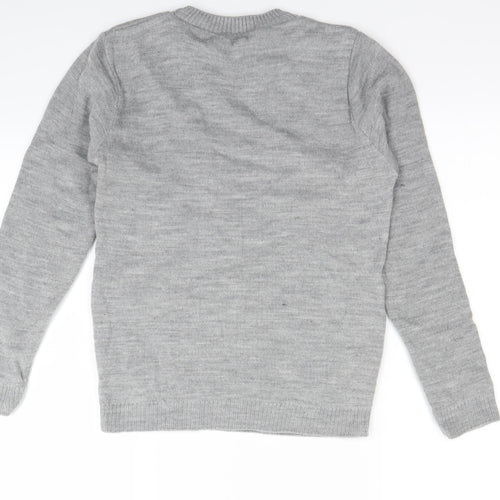 Preworn Boys Grey   Henley Jumper Size 13 Years  - Christmas jumper
