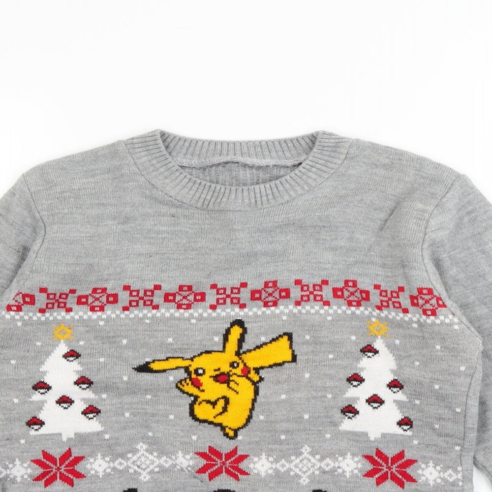 Preworn Boys Grey   Henley Jumper Size 13 Years  - Christmas jumper